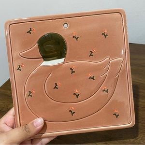 Otagiri ceramic duck pink tile trivet